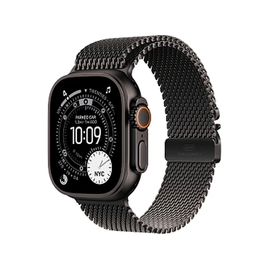 Apple Watch Ultra 3 GPS + Cellular, 49 мм, корпус из черного титана, ремешок Titanium Milanese Loop Чёрный