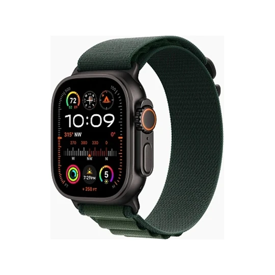 Apple Watch Ultra 2 GPS + Cellular, 49 мм, корпус из черного титана, ремешок Alpine зеленого цвета — Зелёный